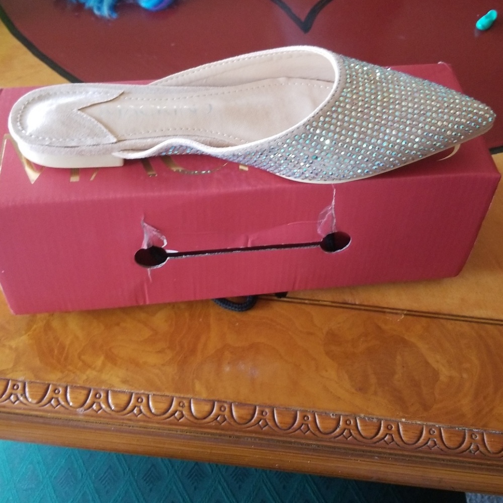 Rhinestone mules pointed toe